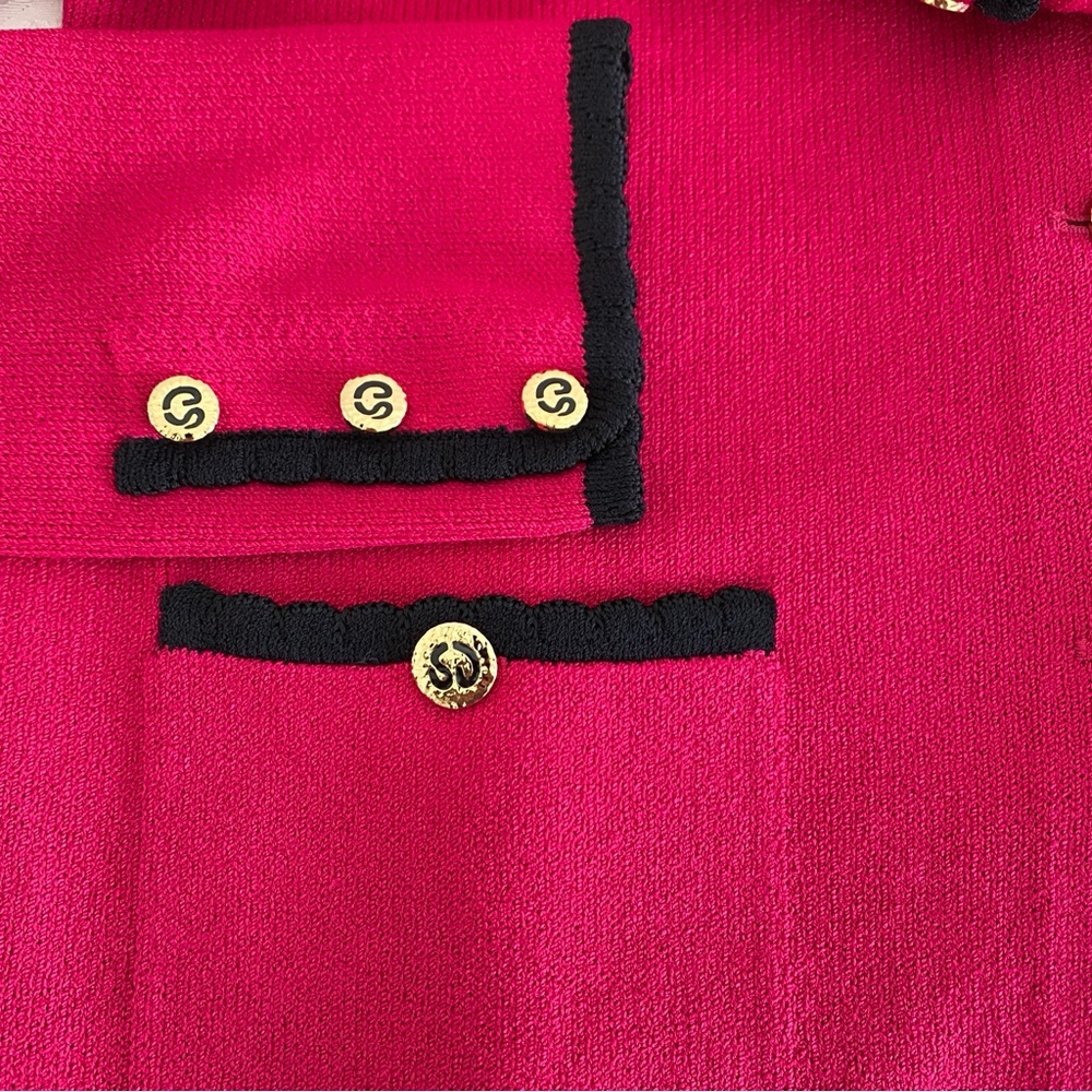 St. John Pink black trim button down Jacket - Picture 5 of 9